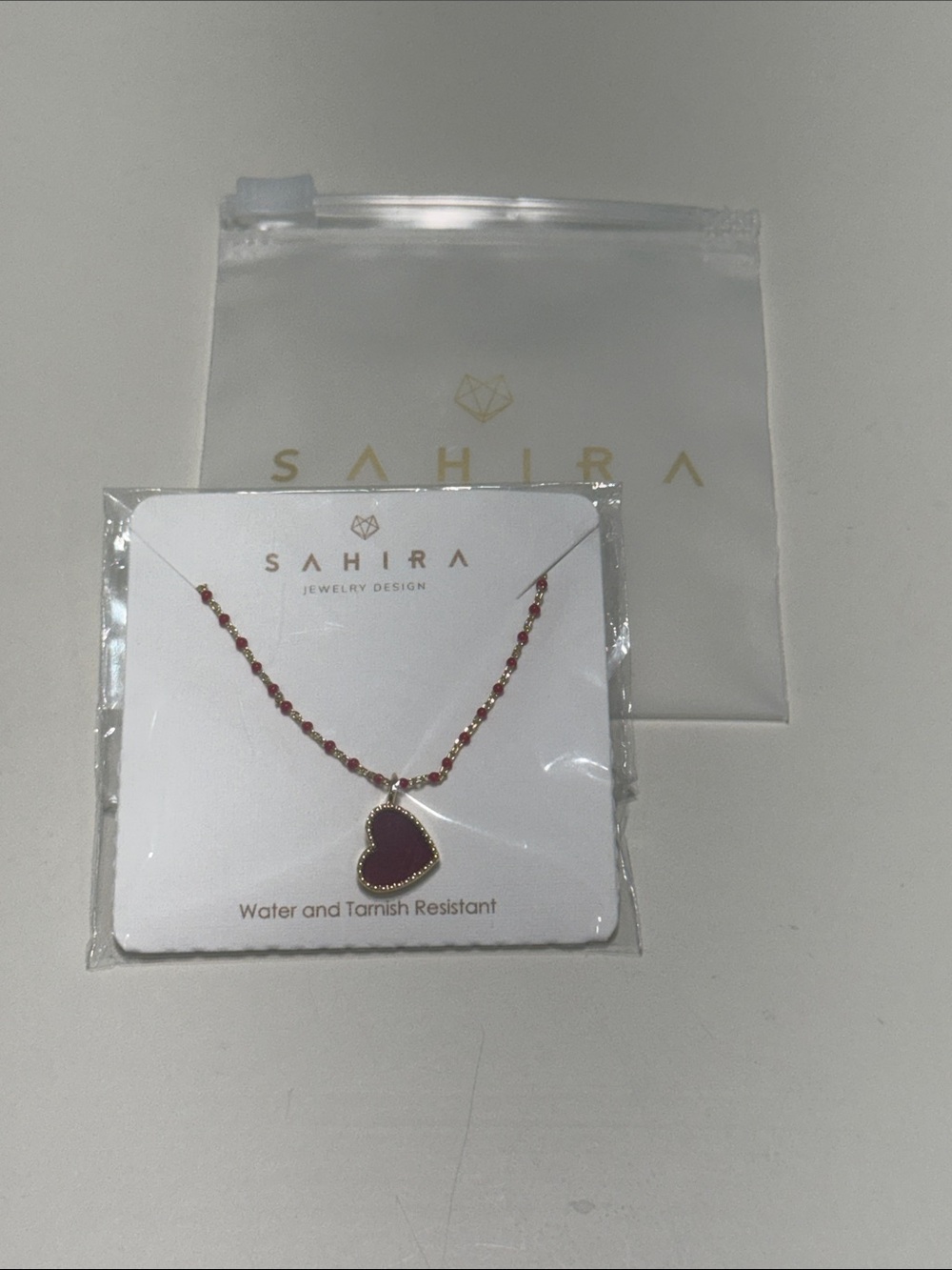 Sahira Elsa Mini-Heart Necklace in Red